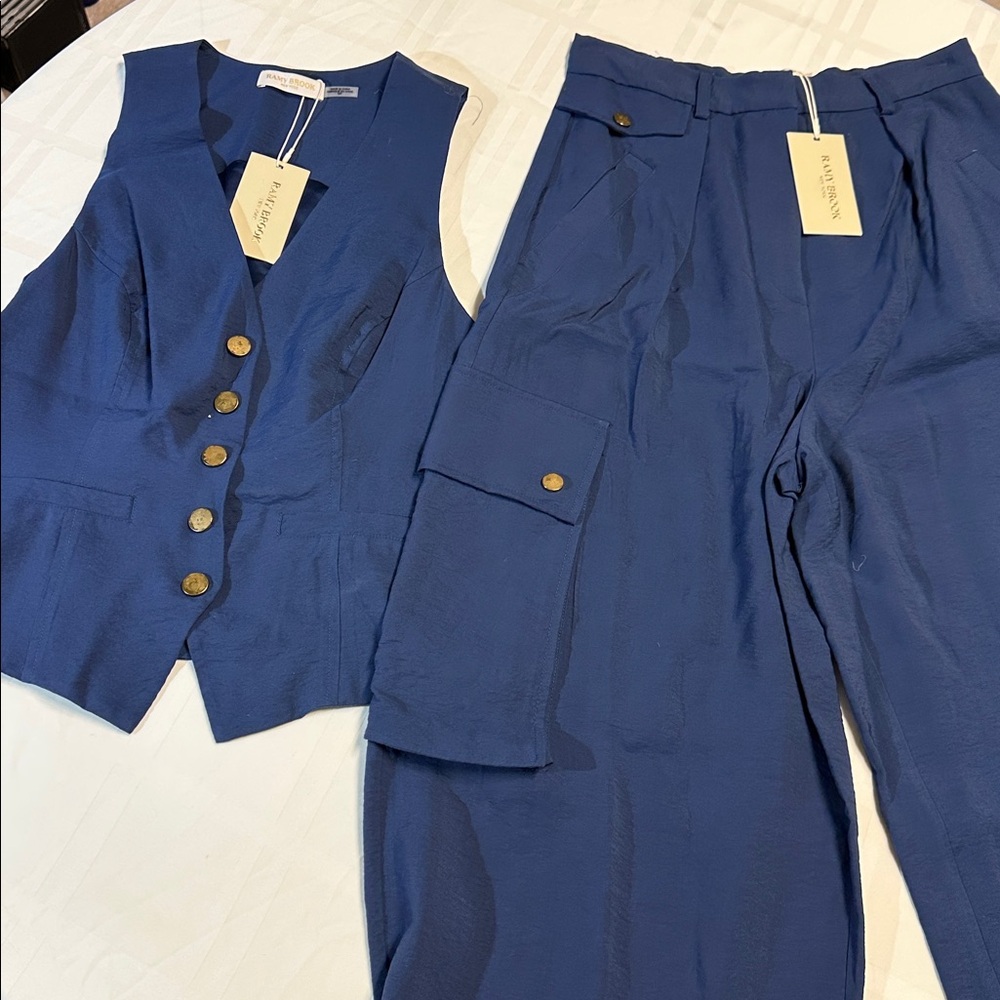 NWT Ramy Brook Emil SNavy Cargo Wide-Leg Pant Sz 4 Cosette Vest Top Sz Small - Picture 14 of 14